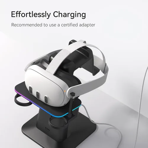 Vista 3 de KIWI design Charging Dock for Meta Oculus Quest 3Quest 2Quest Pro Accessories, Meta Officially Co-Branded, RGB Vertical Charging Stand and