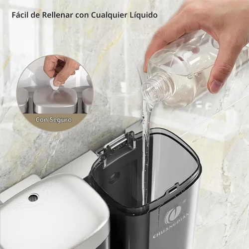 Vista 5 de Dispensador de champú y acondicionador, dispensador de jabón de ducha de 3 Cámara de plata 3