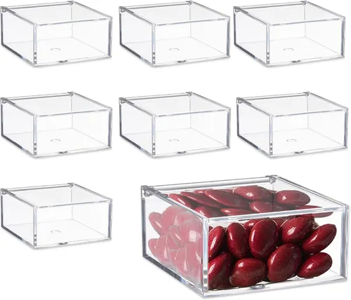 Vista 14 de Hammont Caja de acrílico transparente con tapa con bisagras, pequeño organizador de plástico para oficina, escritorio, maquillaje, manualidades