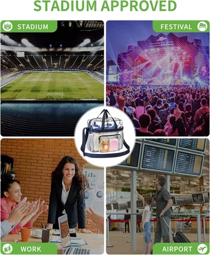 Vista 75 de MAY TREE Bolsa transparente para eventos en estadios de 12 x 6 x 12 pulgadas, bolsa de almuerzo transparente con correas reforzadas para trabajo