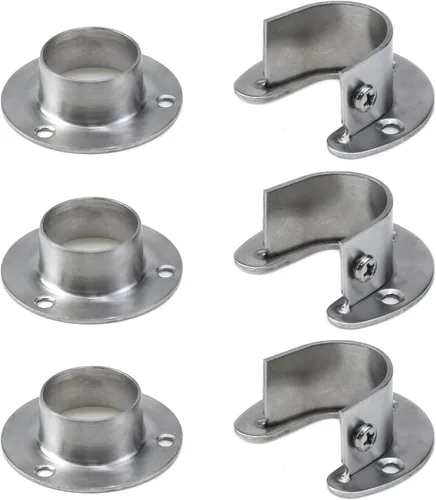 Vista 9 de 4 piezas de 2.008 in/2 pulgadas de diámetro de acero inoxidable para armario de armario de armario soporte de extremo de zócalo de soporte, soporte