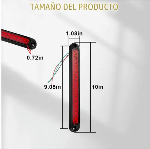 Vista 2 de GLSOWEE 2PCS Barras de Luz LED Trasera de Remolque de 10", Conjunto de Luz Trasera de Parada y Giro de 12 a 24 Voltios, Luces de Identificación