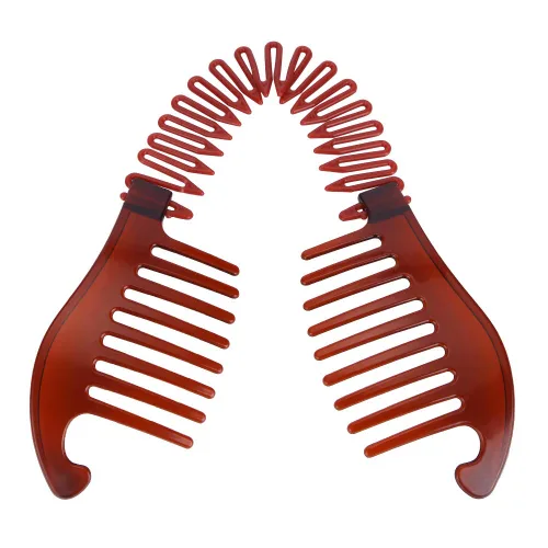 Vista 6 de Peines de plátano entrelazados elásticos y flexibles, pinzas flexibles para cola de caballo, accesorios para el cabello para mujeres y niñas, 2