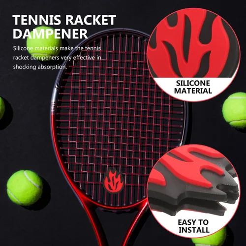 Vista 6 de BESPORTBLE Raqueta de tenis, amortiguador de vibraciones, raqueta de cuerda, amortiguador de choque de silicona en forma de fuego, 6 uds