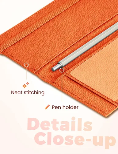 Vista 31 de Yarnic Funda para chequera personal, soporte para chequera con soporte para bolígrafo y divisor de plástico transparente integrado para cheques Rosa