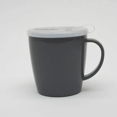 Vista 5 de Taza y tapa con un agujero para pajilla, para niños, enfermería, viajes, sin BPA, no tóxico, horno de microondas, apto para lavavajillas, Gris