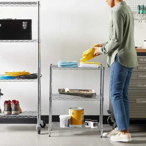 Vista 8 de Amazon Basics Estante organizador ajustable de alambre de acero resistente con 3 estantes para cocina, garaje, 23.2 pulgadas de largo x 13.4