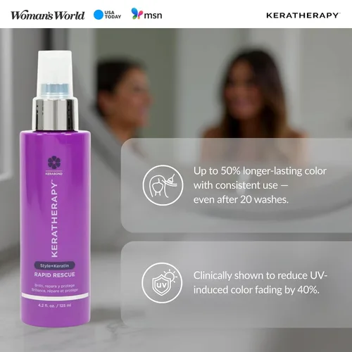 Vista 5 de KERATHERAPY Spray de brillo rápido con infusión de queratina para protección térmica del cabello, 4.2 onzas líquidas, 4.2 fl oz – Spray reparador