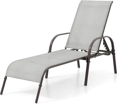 Vista 16 de HAPPYGRILL Sillón de patio, tumbona plegable para exteriores con respaldo ajustable, silla reclinable para tomar el sol, silla de bronceado de playa