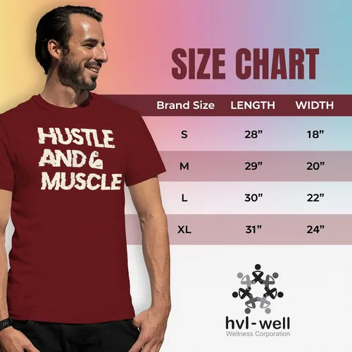 Vista 7 de HVL-Well Camisetas Hustle & Muscle para hombre (suavidad de la tela con material de poliéster)