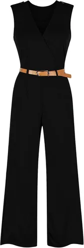 Vista 3 de Pink Queen - Overol estampado con cinturón para mujer con pantalones largos de pierna ancha con botones para fiestas