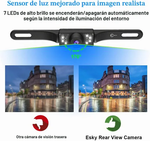 Vista 5 de Cámara de visión trasera con 7 LED de infrarrojos de alta definición visión nocturna impermeable ángulo de visión amplia de color placa de automóvil