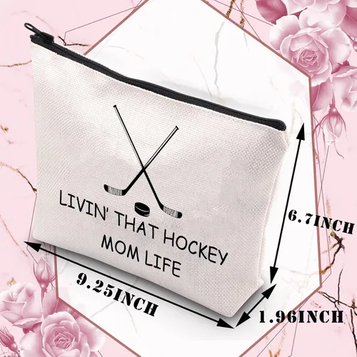 Vista 2 de BDPWSS Bolsa de maquillaje de hockey, regalos para mamá, regalo de jugador de hockey sobre hielo, regalo para mamá, entrenador de hockey, regalo