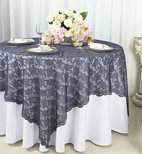 Vista 2 de Superposiciones cuadradas de encaje de 54 pulgadas, manteles de encaje, manteles de encaje, manteles de encaje para decoración de bodas, eventos