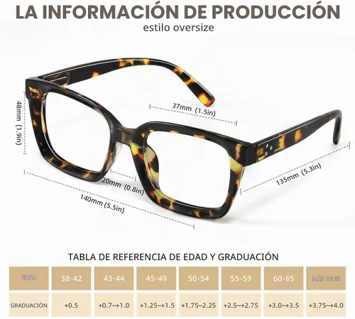 Vista 3 de XVXV Reading Glasses for Women Men - Blue Light Blocking Readers Oversize Square Anti Glare with Spring Hinge