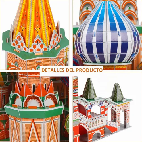 Vista 9 de Rompecabezas 3D para adultos y niños, set de construcción de la Catedral de San Basilio, kits de modelos de manualidades de arquitectura de catedral
