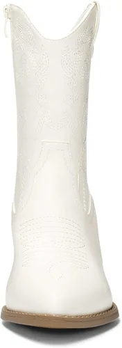Vista 4 de DREAM PAIRS Botas vaqueras para mujer, puntera puntiaguda, tacón grueso, botas vaqueras con cierre de cremallera, botas occidentales cosidas