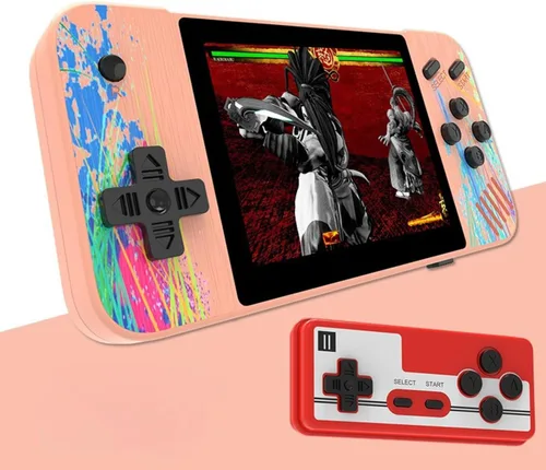 Vista 6 de Consola de juegos portátil retro, pantalla HD de 3.5 pulgadas, 800 juegos clásicos, modo de juego para un jugador o para 2 personas, consola de gris