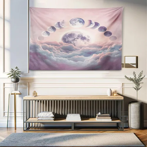 Vista 188 de Ambesonne Tapiz Trippy, vista panorámica de la cascada con bosques de ensueño y mandala oriental psicodélico, decoración de tela para colgar