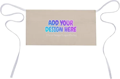 Vista 52 de AXKEUDO Delantal personalizado con bolsillos, delantales de cintura para camarera para cocinar en casa, restaurante, servir trabajo