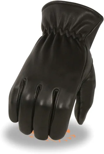 Vista 2 de Hombres American Deer Skin Blk Cuero Policía Sin Forro Guantes con Cinch Muñeca Suave Regular, Regular
