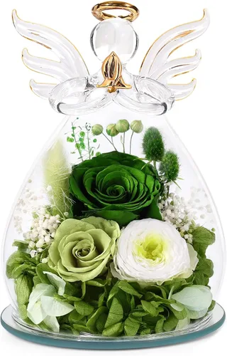Vista 11 de Regalos para mamá, regalos de cumpleaños para mujeres, rosa preservada para siempre, flor en cristal, figuras de ángel, flores frescas para entrega