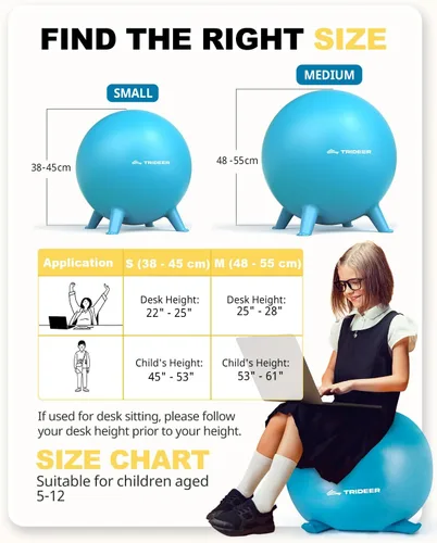 Vista 6 de Trideer Asiento flexible para aula primaria, sillas de pelota de yoga para niños, silla tambaleante de suministros escolares para niños sensoriales