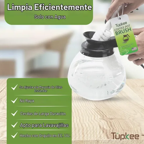 Vista 3 de Cepillo de limpieza para cafetera, curvado, antiarañazos, cerdas