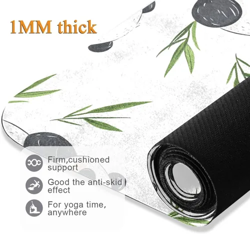 Vista 5 de Pandas Hojas Yoga Mat Antideslizante Grueso Niños Eco Friendly Goma Entrenamiento Plegable Yoga Mat Mujeres Ejercicio
