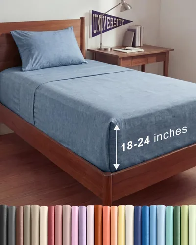 Vista 172 de Sábanas individuales de bolsillo extra profundo, sábanas transpirables y refrescantes de 3 piezas, juego de sábanas de lujo para hotel, suaves, sin