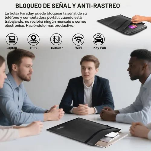 Vista 2 de Bolsas Faraday grandes a prueba de EMP, bolsa Faraday para tableta, bolsa Faraday, evita piratería, seguimiento y NFC/WiFi/Bluetooth para teléfonos