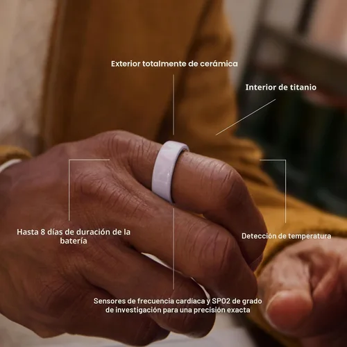 Vista 5 de Oura Anillo 4 Cerámica - Nube - Talla 4 - Confirma tu talla antes de realizar la compra