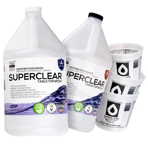 Vista 10 de Superclear Resina epoxi para mesa, revestimiento protector 1:1 transparente para mesas, encimeras, encimeras, anti-amarillamiento, resistente a