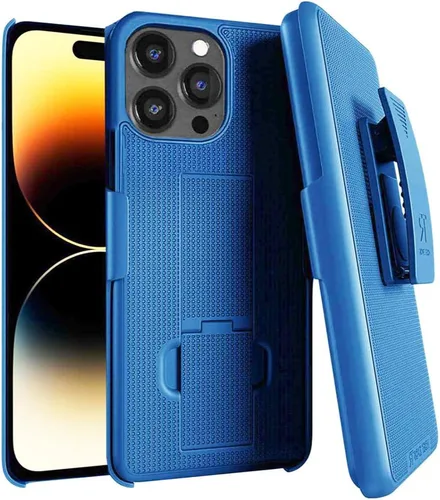 Vista 13 de Diseñada para iPhone 14 Plus - Funda con clip para cinturón y funda tipo pistolera - Funda protectora con soporte para teléfono - Negro (Puntos)