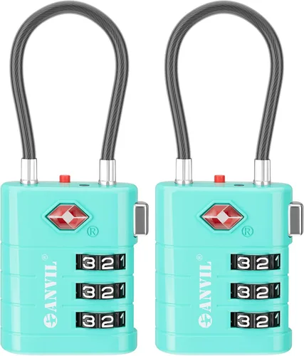 Vista 15 de ANVIL Candados para Equipaje Aprobados por TSA – Candados de Viaje de Combinación TSA008 de Alta Seguridad con Indicador de Inspección para Maletas