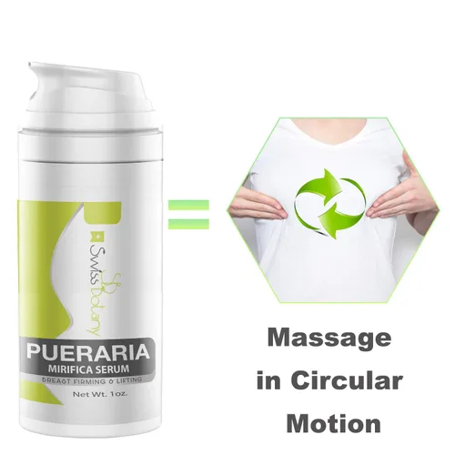 Vista 2 de Swiss Botany Pueraria Mirifica Serum para mejorar los senos – Crema natural reafirmante y levantadora de senos para mujeres y hombres 2 x 1 oz