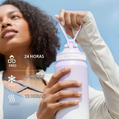 Vista 5 de Botella de agua aislada de 24 onzas, acero inoxidable al vacío de doble pared, diseño de boca ancha, botella reutilizable a prueba de fugas
