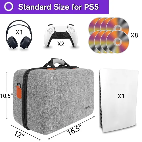 Vista 2 de YOREPEK Hard Shell Carrying Case for PS5, Travel Bag Compatible with Playstation 5 Console Controller, Protective Storage Bag for PS5 Disk Digital