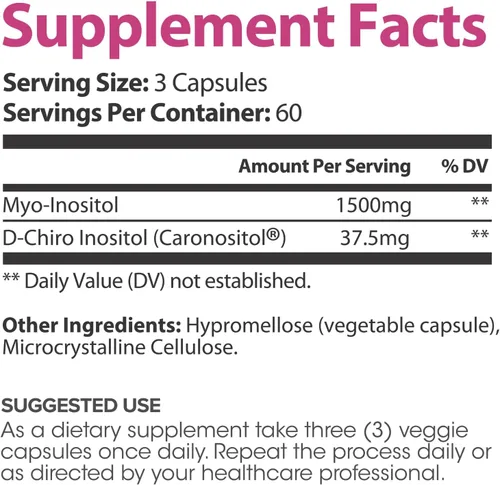 Vista 2 de Lumen Naturals Myo & D-Chiro Inositol Apoyo para Mujeres – Vitamina B8 – 1500 mg por porción – 180 cápsulas – 60 porciones – Sin OMG, sin gluten