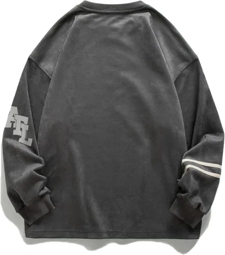 Vista 2 de Aelfric Eden Sudadera de gran tamaño para hombre, con estampado gráfico, cuello redondo, manga larga, casual