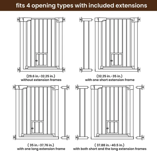 Vista 8 de Mumeasy Puerta de bebé extra alta de 36 pulgadas de alto con puerta para gatos, puerta de perro montada a presión de 29.6-40.5 pulgadas de ancho