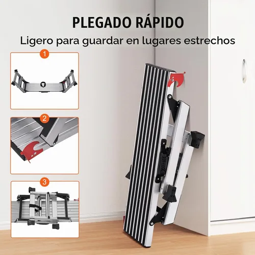 Vista 3 de VEVOR Plataforma de Trabajo Plegable, Escalera Taburete de Paneles de Yeso de Aluminio de 40x12x20 Pulgadas, Capacidad de Carga de 660 lbs Banco