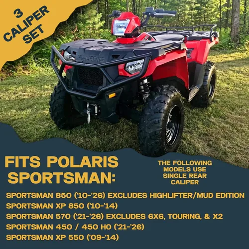 Vista 3 de Polaris Sportsman 850/570/550/450 2009-2026 Juego de pastillas de freno de cerámica delanteras y traseras