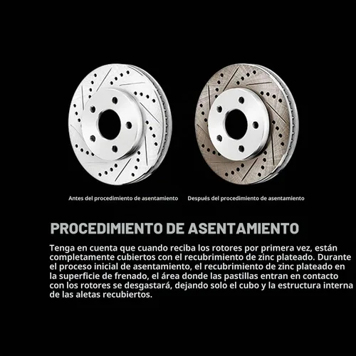 Vista 2 de Kit completo de rotores de freno con hendiduras y tornillos y almohadillas cerámicas para Mini Cooper 2003–2006.