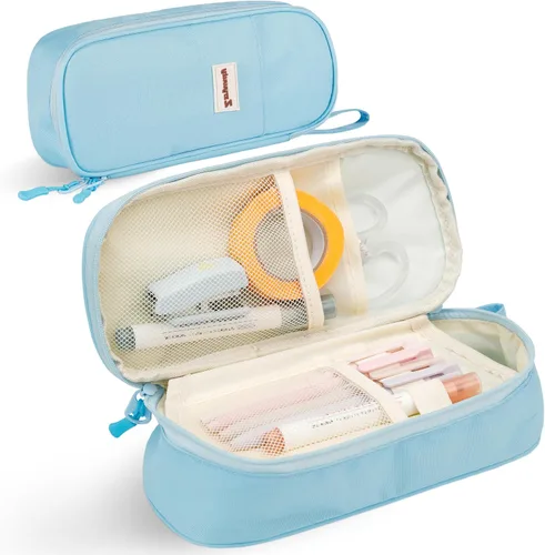 Vista 7 de Zzrywuty - Estuche de bolígrafos con cremallera, estuche de lápices portátil para oficina y viajes, estuche grande para lápices para adolescentes