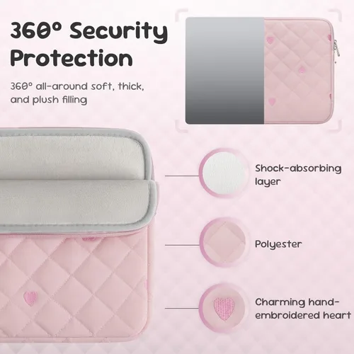 Vista 3 de Funda para laptop de 15 y 16 pulgadas, funda protectora compatible con MacBook Air MacBook Pro 15 de 16 pulgadas, funda acolchada a prueba de Rosa