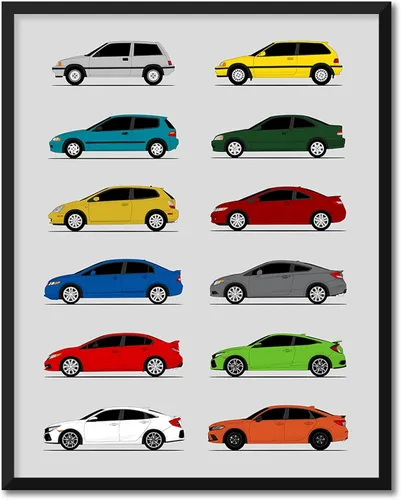 Vista 23 de Custom Car Posters Póster hecho a mano compatible con Acura (perfil lateral), decoración de lo mejor de las generaciones de Acura, historia 10C.