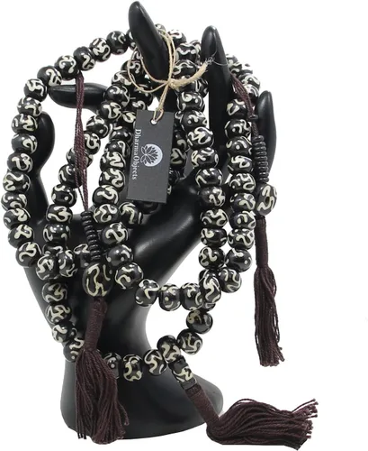 Vista 4 de 108 cuentas tibetanas de meditación y yoga Om Mala/bolsa de seda Mala gratis