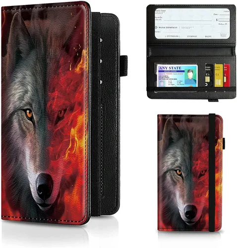 Vista 64 de Funda para chequera para hombres y mujeres, cartera de cuero RFID con ranuras para tarjetas de crédito, soporte de cheques duplicados personales
