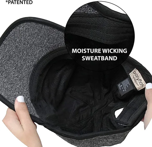 Vista 5 de Ponyflo Sombrero de cola de caballo activo - Gorras de cola de caballo para mujer, diseñadas para cabello rizado